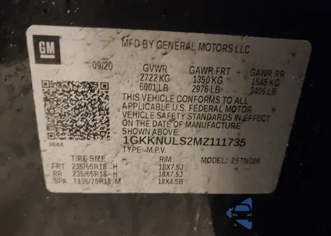 2021 GMC Acadia Awd Slt z USA, uszkodzony, nr VIN 1GKKNULS2MZ111735